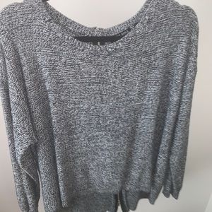 Zipper Back High-Low Black and White Shirt
